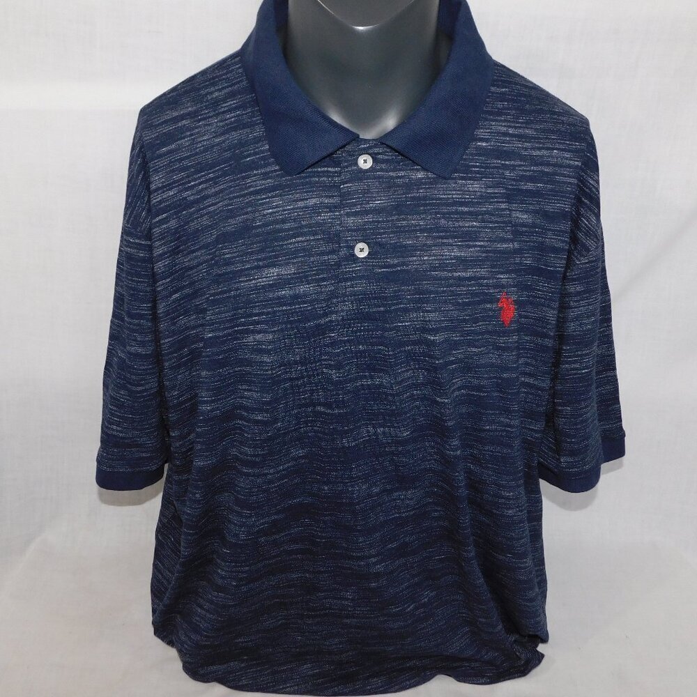 US Polo Assn. Blue White  casual Polo Shirt Red Pony Mens 3XL